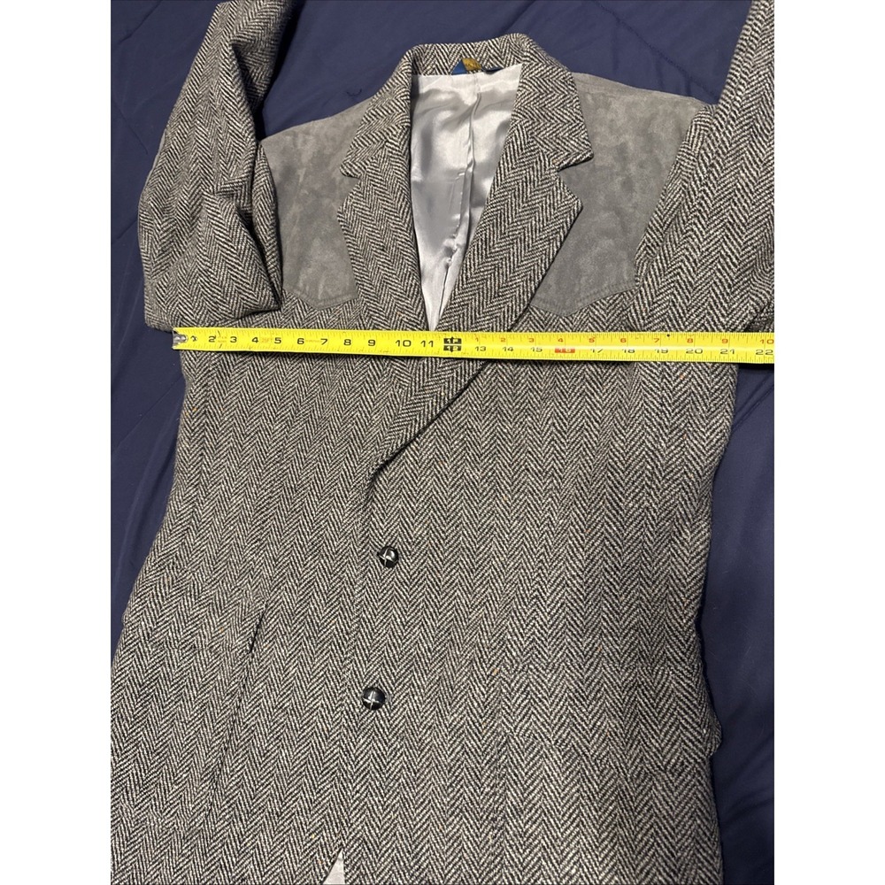 Vintage Pendleton Blazer Mens 44L Brown Herringbone Wool Tweed Elbow Patches 90s - Picture 4 of 7